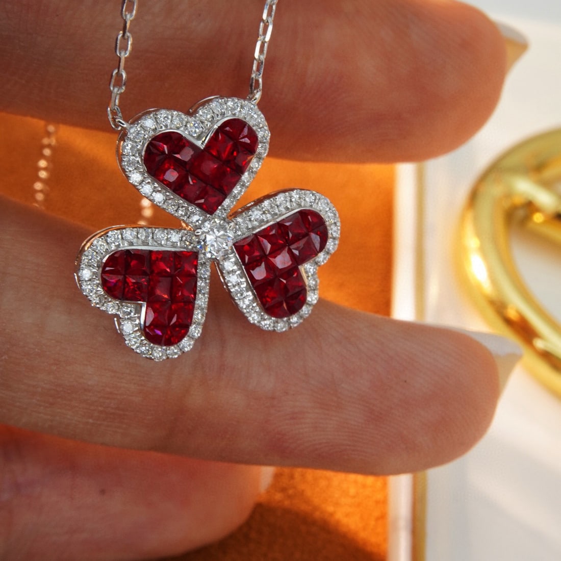 14k Gold 1.85 Ctw Natural Ruby & Diamond Necklace - 5