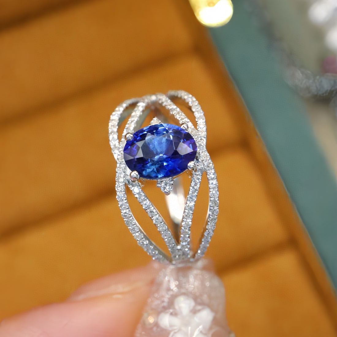 14k Gold 1.52 Ctw Natural Sapphire & Diamond Ring - 3