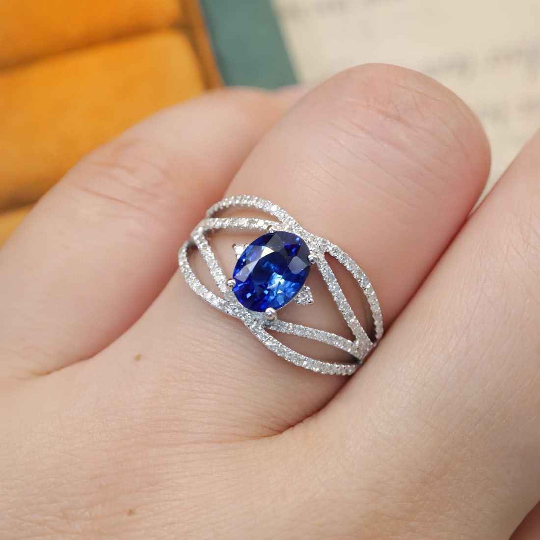 14k Gold 1.52 Ctw Natural Sapphire & Diamond Ring - 5