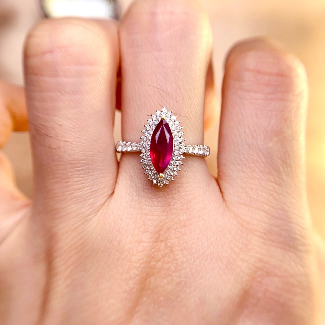 14k Gold 1.00 Ct Natural Ruby & Diamond Ring - 6