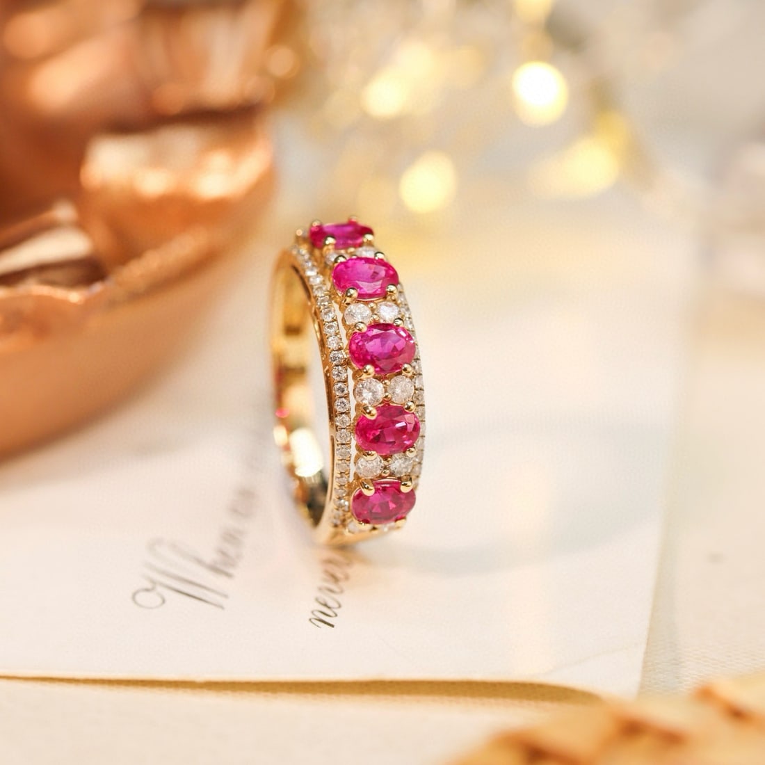 14k Gold 1.69 Ctw Natural Ruby & Diamond Ring: Ref:231090378 // gold content:14k gold // ring size:7. 25us // // main gemstone:ruby // shape:oval // carat weight:1. 30ct // color:red // treatment:natural // // adjacent gemstone 2 : diamond //