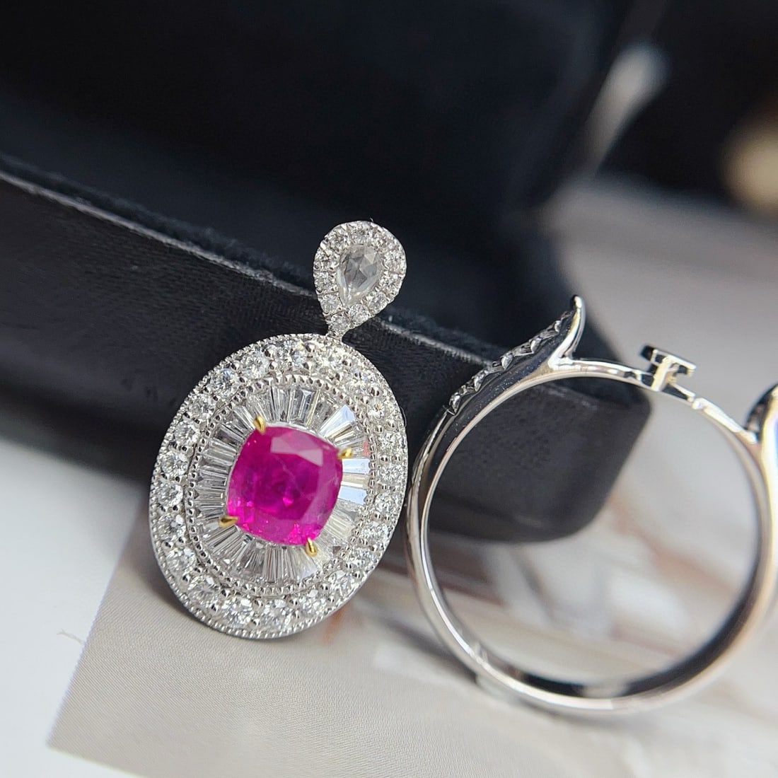 14k Gold 2.26 Ctw Natural Ruby & Diamond Ring/pendant( Without Chain ) - 4