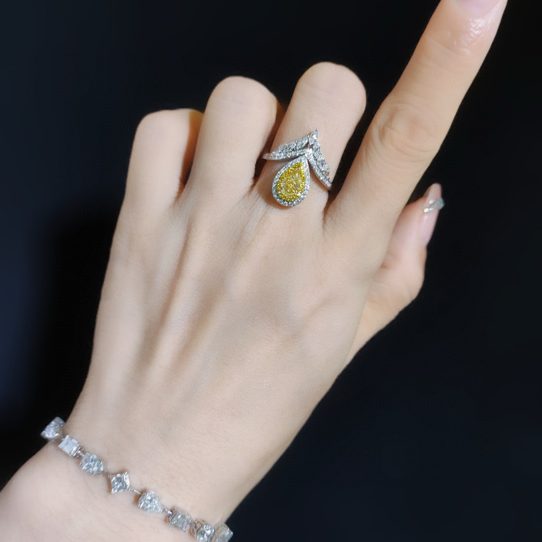 14k Gold 1.12 Ctw Natural Yellow Diamond & Diamond Ring - 3