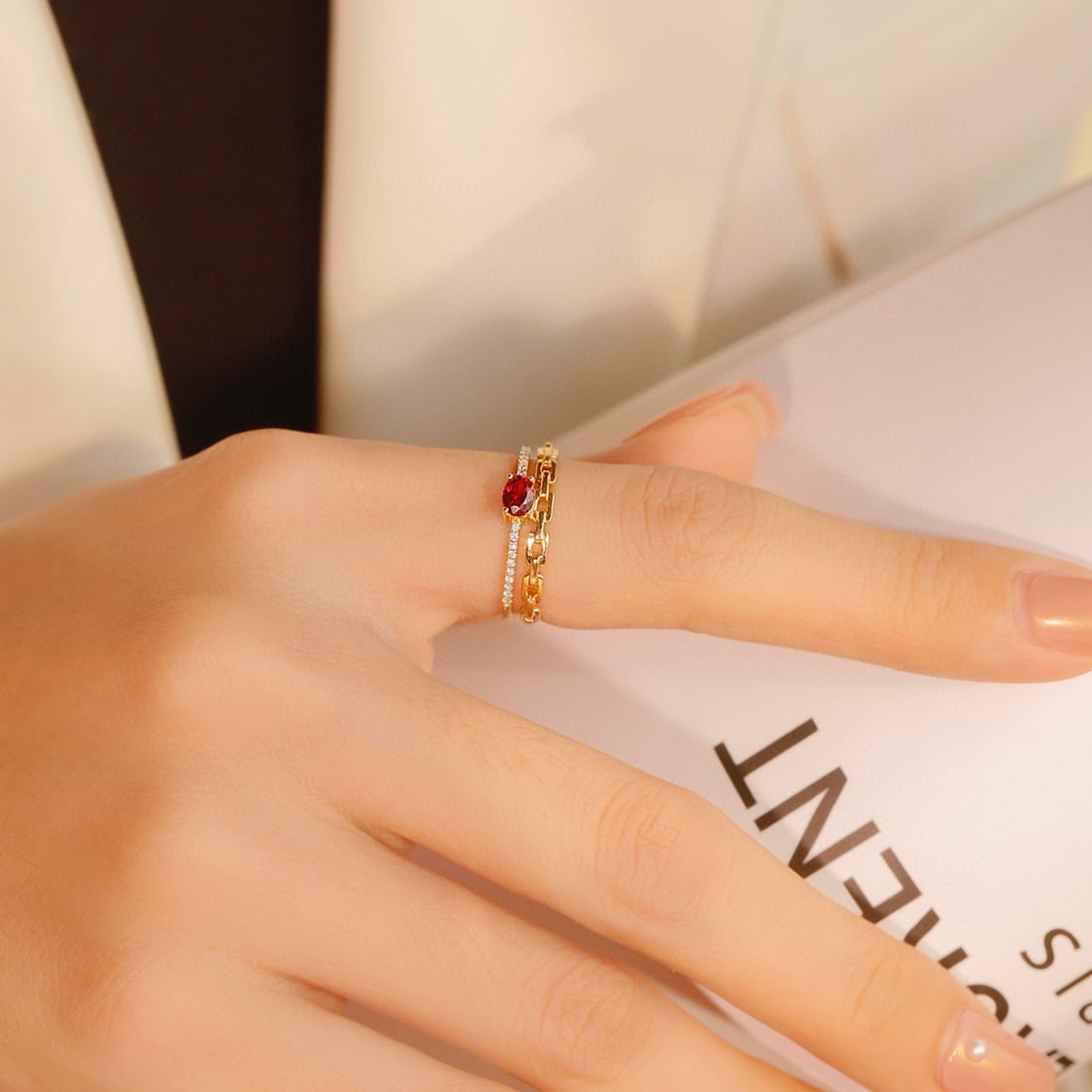 14k Gold 0.48 Ctw Natural Ruby & Diamond Ring - 5