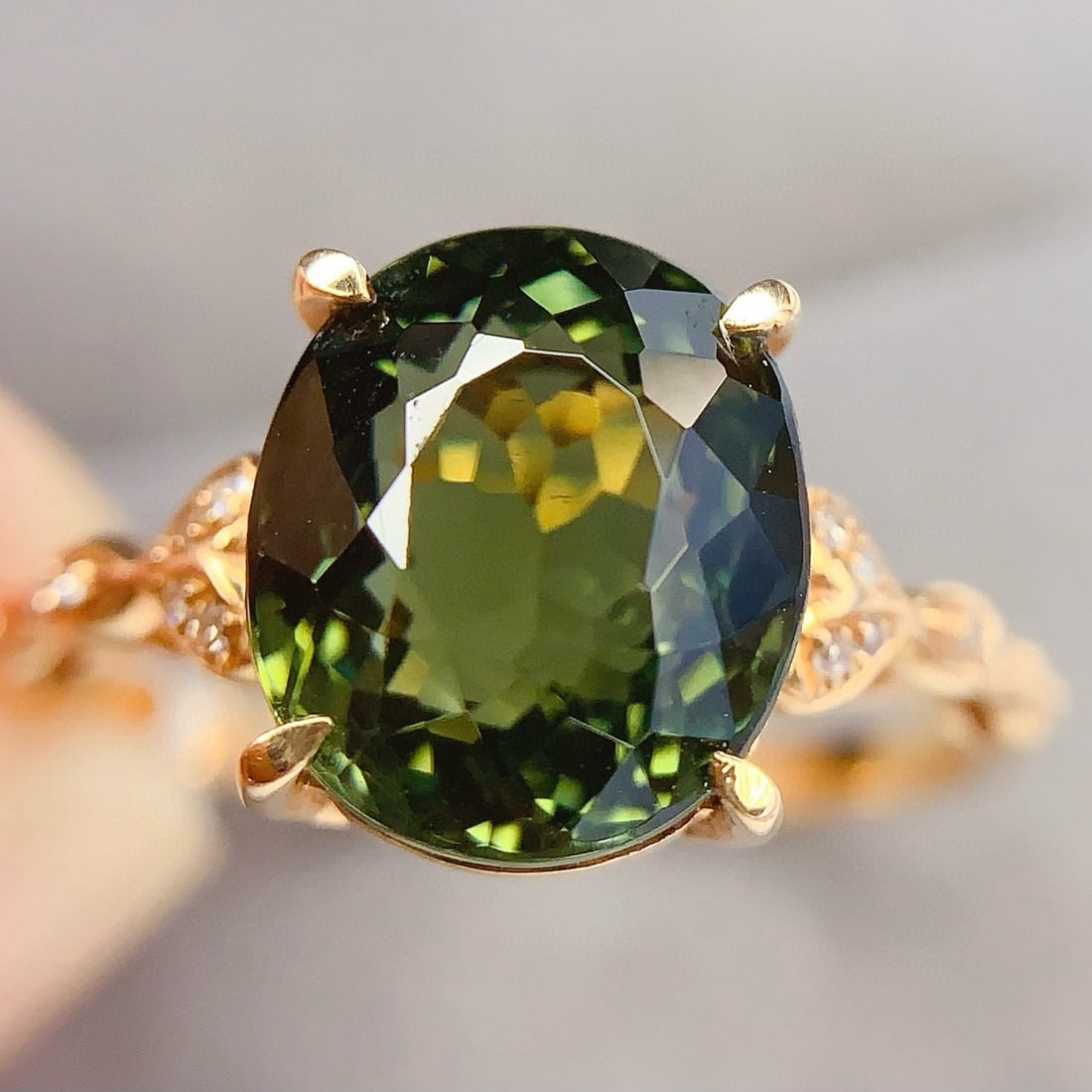 14k Gold 4.2 Ct Natural Tourmaline & Diamond Ring - 2