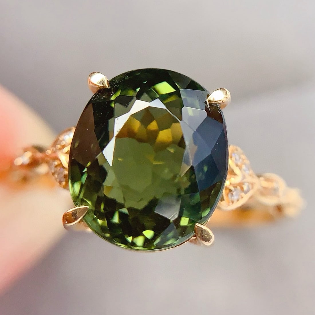 14k Gold 4.2 Ct Natural Tourmaline & Diamond Ring - 4