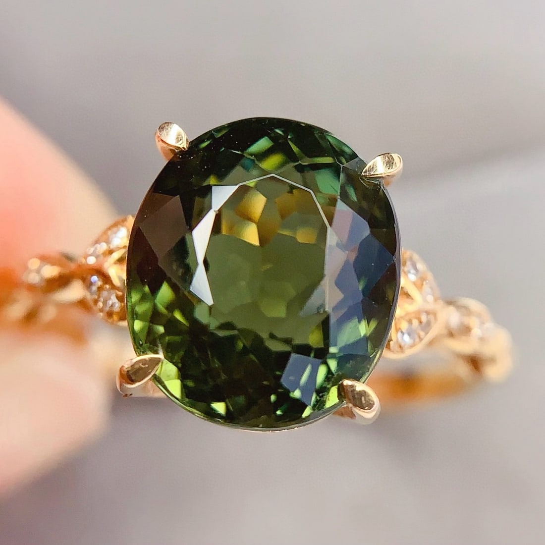 14k Gold 4.2 Ct Natural Tourmaline & Diamond Ring - 6