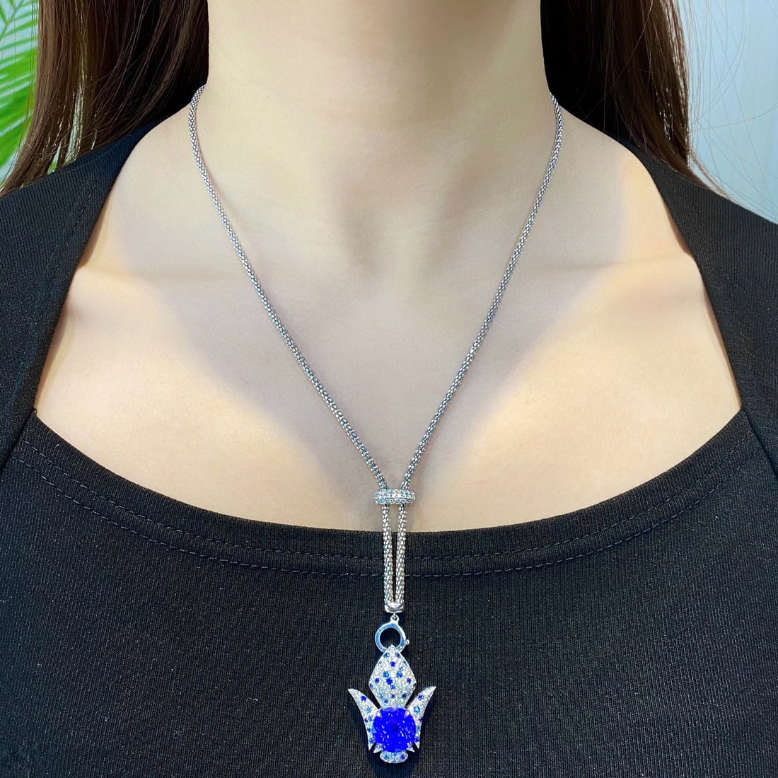 14k Gold 9.41 Ctw Natural Tanzanite & Diamond Necklace - 5