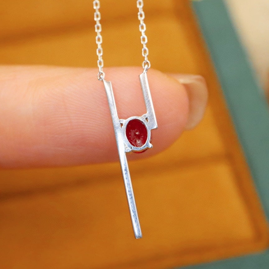 14k Gold 0.44 Ctw Vivid Red Natural Ruby & Diamond Necklace - 5