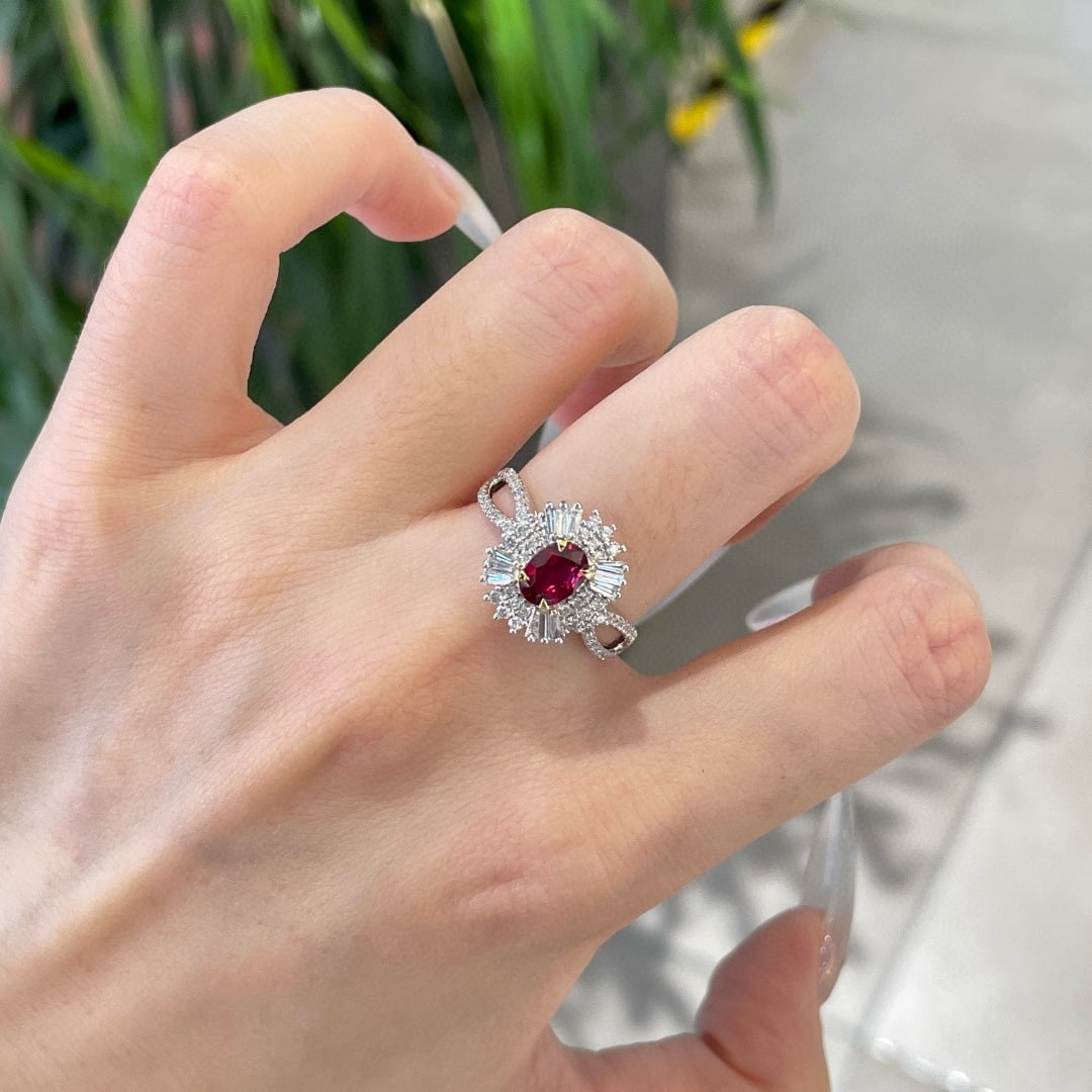 14k Gold 0.70 Ct Natural Ruby & Diamond Ring - 6