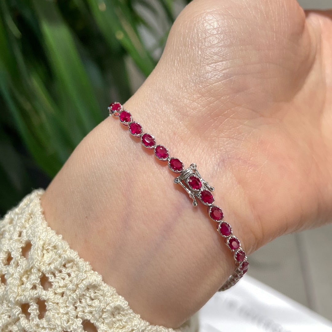 14k Gold 5 Ct Natural Ruby Bracelet - 3
