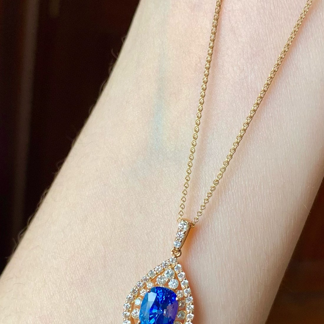 14k Gold 3.99 Ctw Natural Sapphire & Diamond Necklace - 3