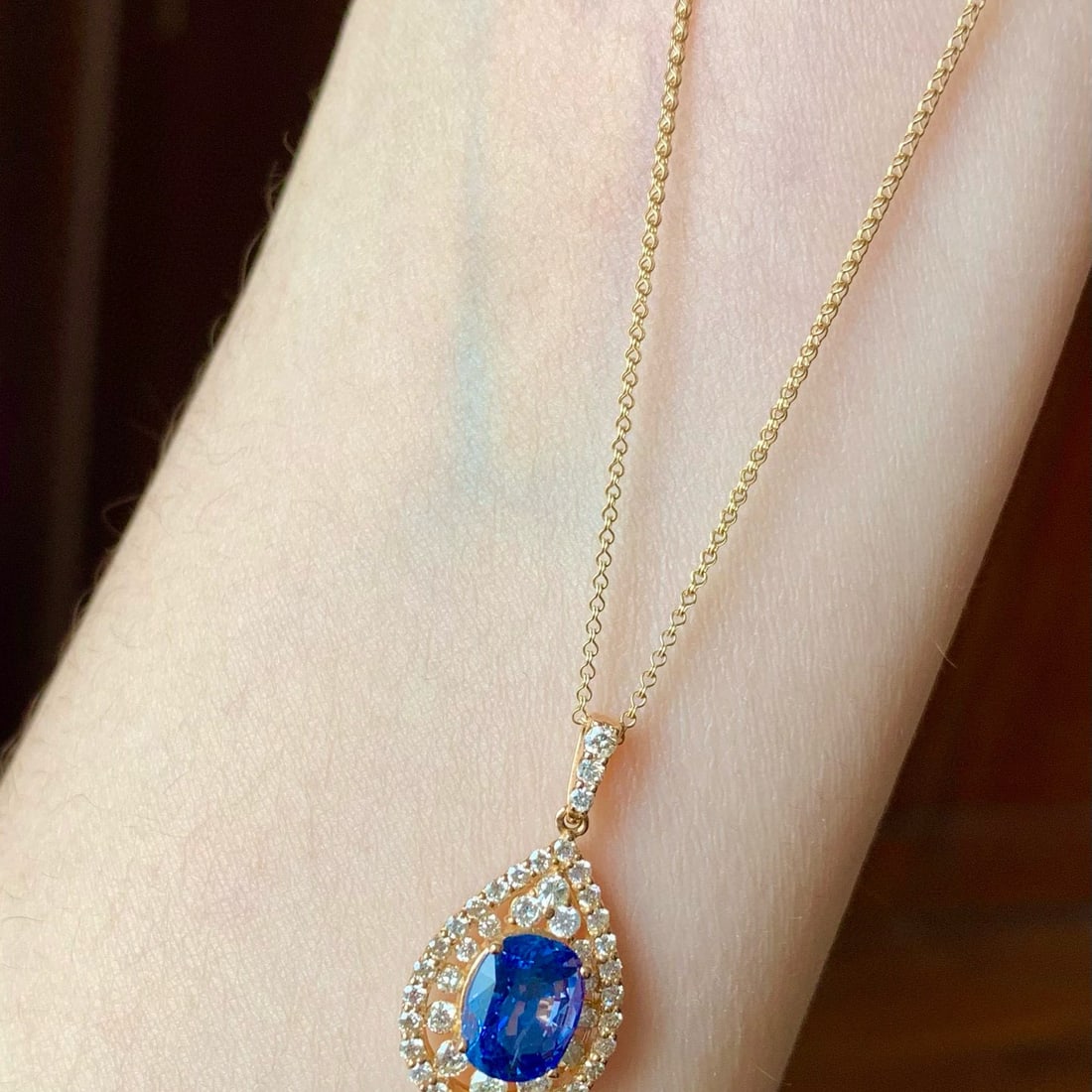 14k Gold 3.99 Ctw Natural Sapphire & Diamond Necklace - 4