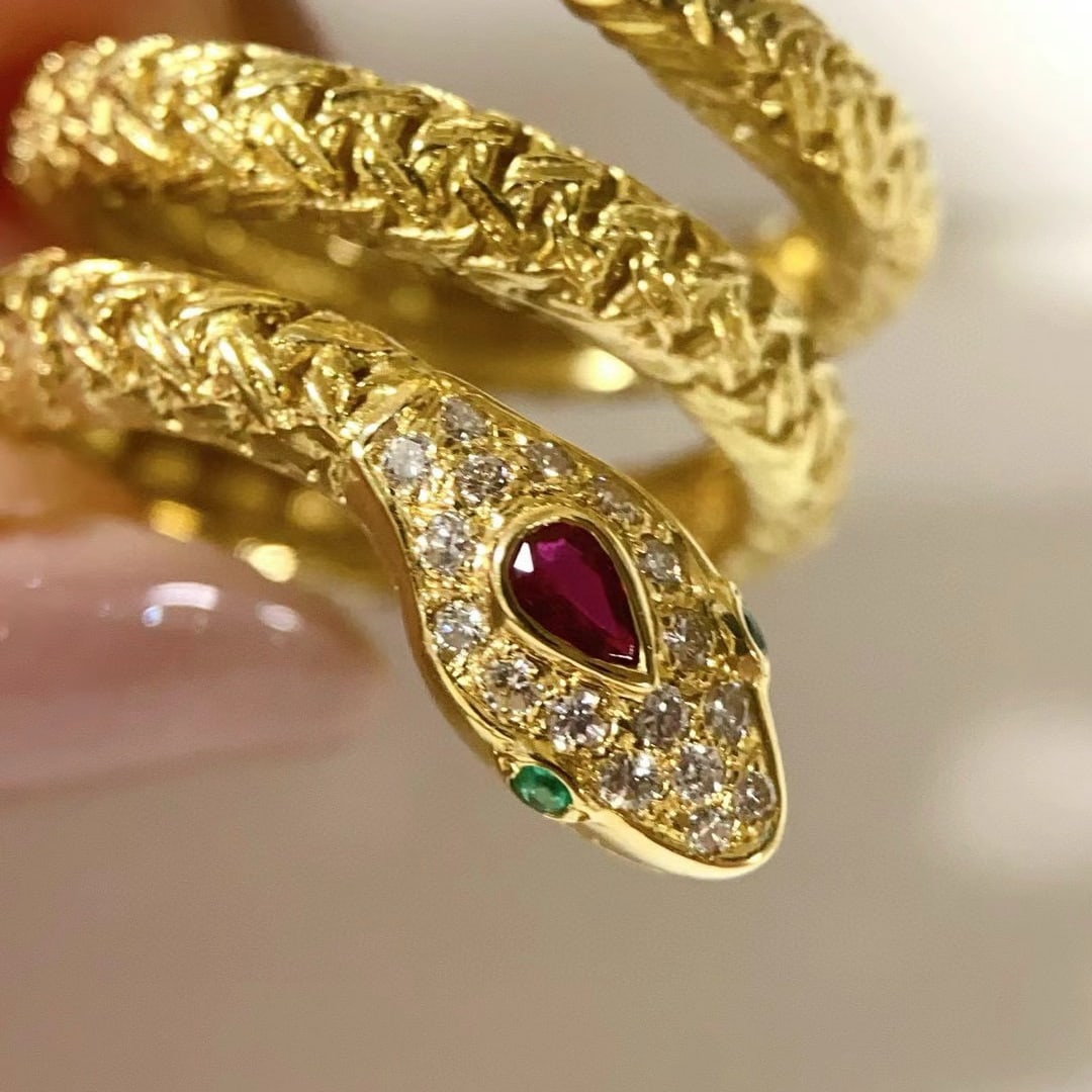 14k Gold 0.40 Ctw Natural Ruby & Emerald Ring - 4