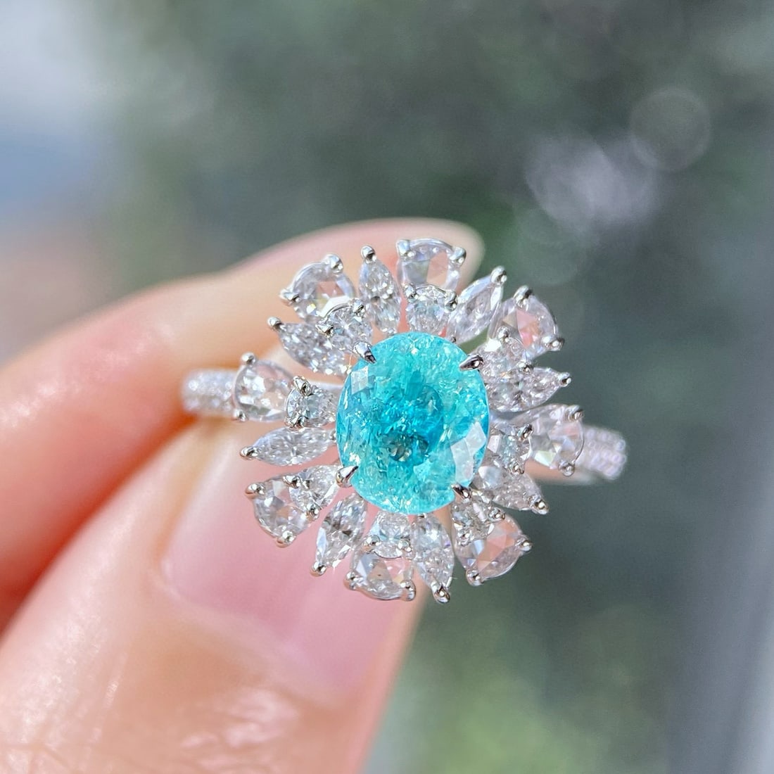 14k Gold 1.81 Ctw Natural Paraiba Tourmaline & Diamond Ring - 3
