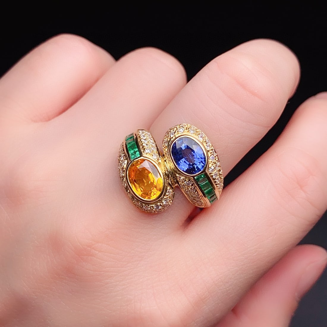 14k Gold 3.44 Ctw Natural Sapphire & Diamond Ring - 2