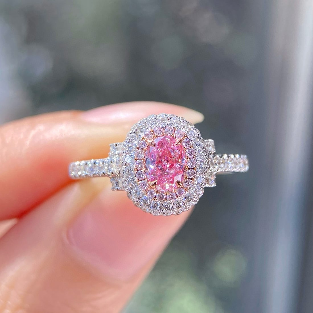 Gia Certified 14k Gold 0.99 Ctw Natural Pink Diamond & Diamond Ring (1 of 4)