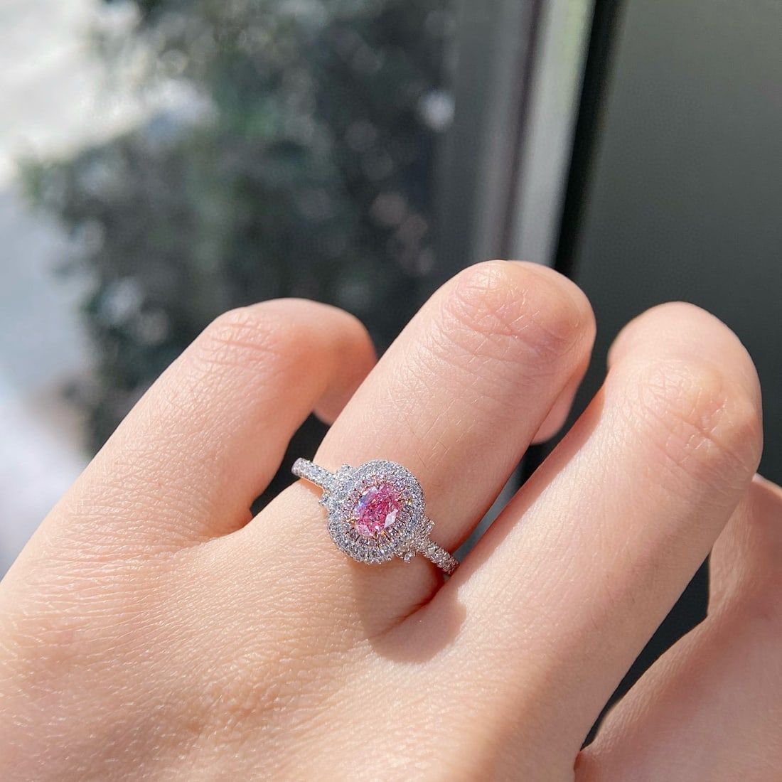 Gia Certified 14k Gold 0.99 Ctw Natural Pink Diamond & Diamond Ring - 2