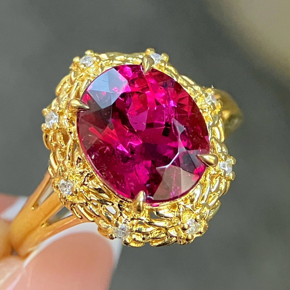 14k Gold 3.47 Ctw Natural Tourmaline & Diamond Ring - 3