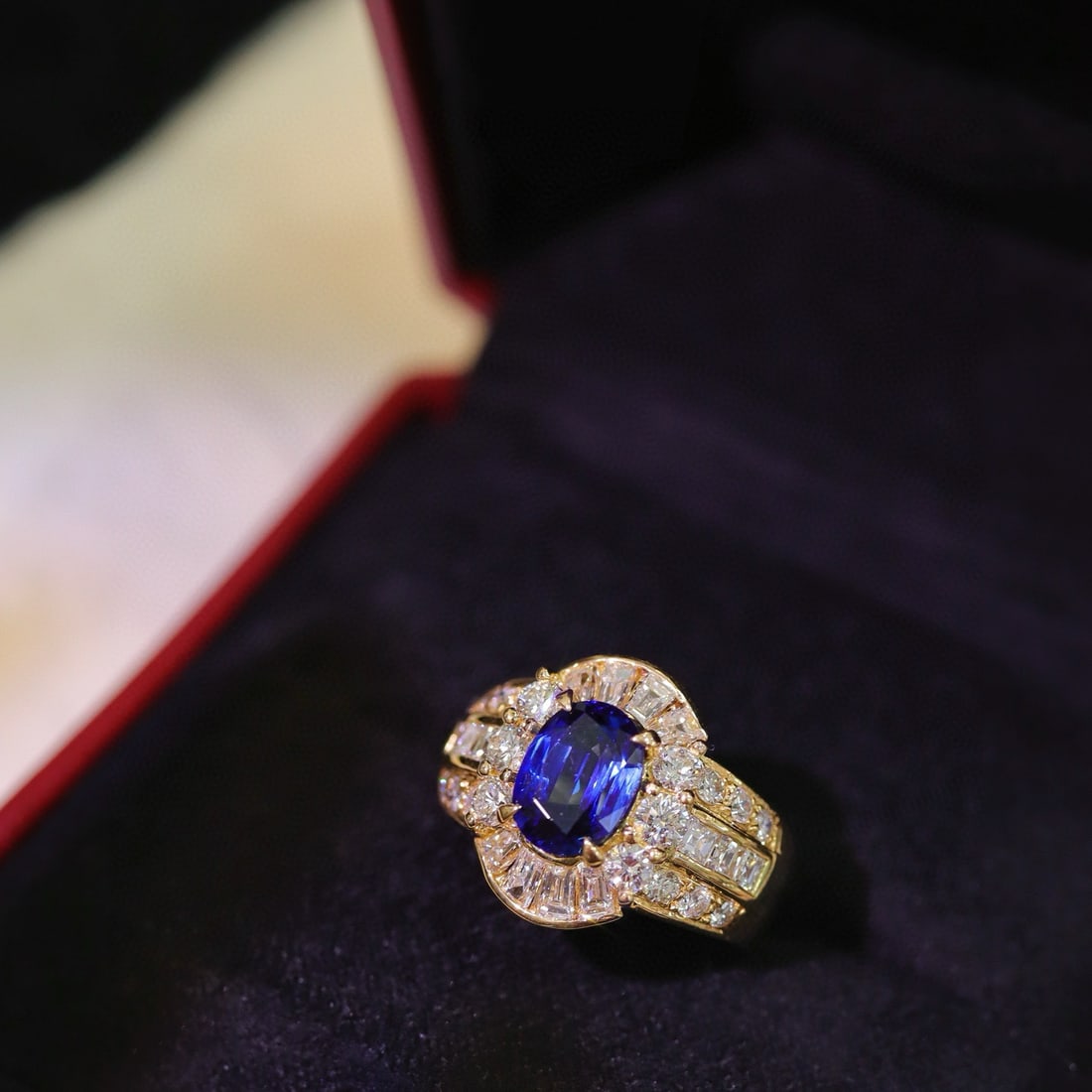 14k Gold 3.63 Ctw Natural Sapphire & Diamond Ring - 8