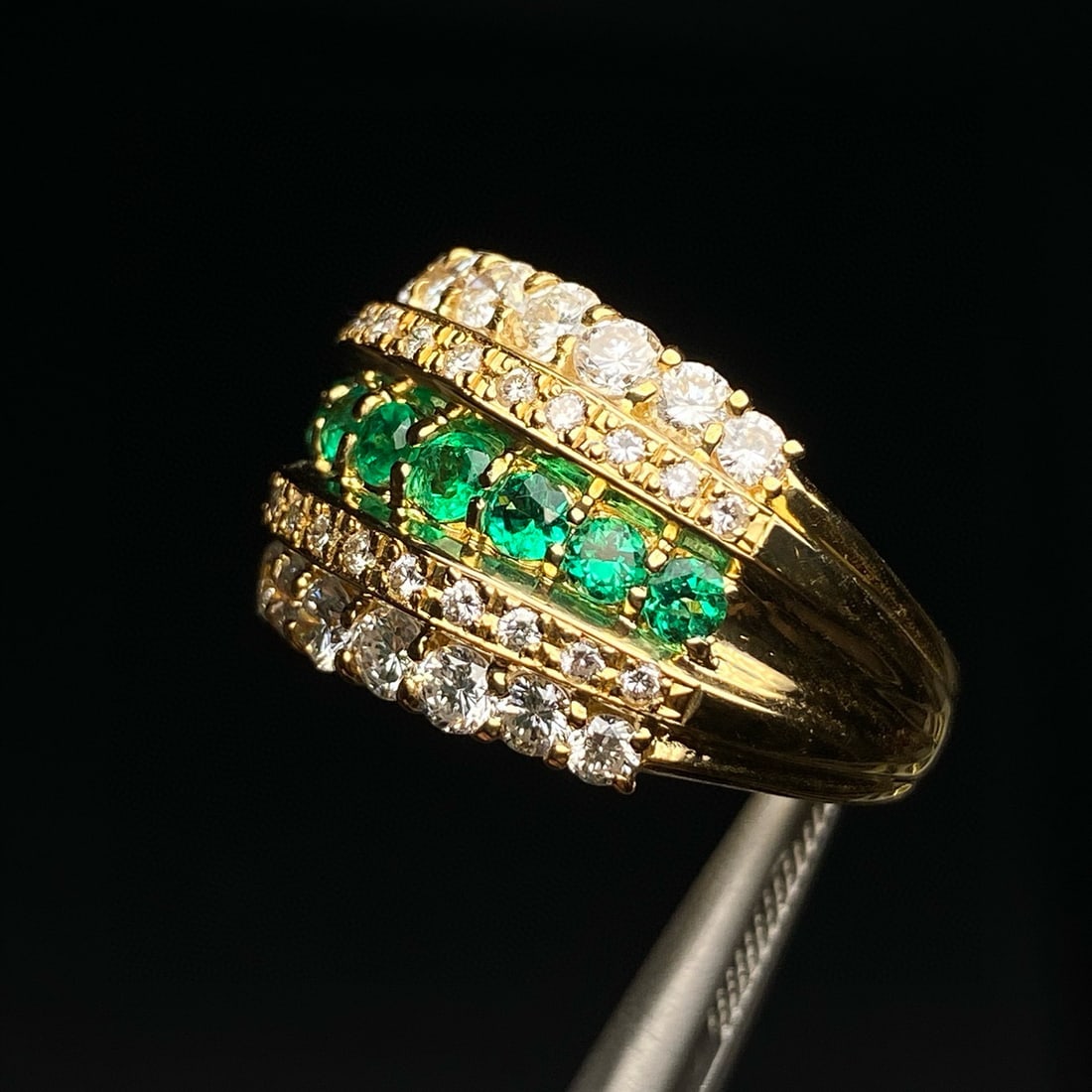 14k Gold 1.94 Ctw Vivid Green Natural Emerald & Diamond Ring - 5