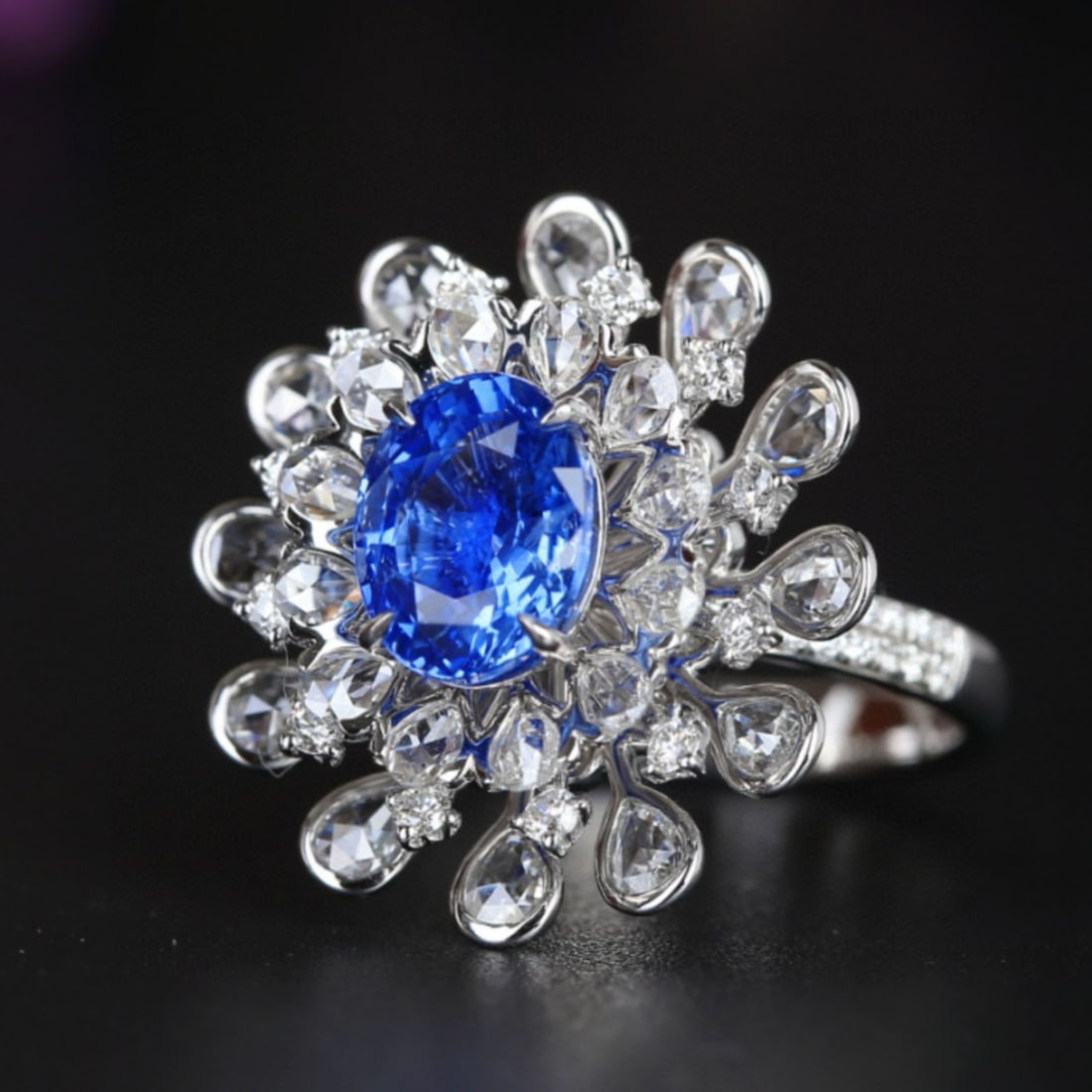 14k Gold 4.55 Ctw Natural Sapphire & Diamond Ring - 3