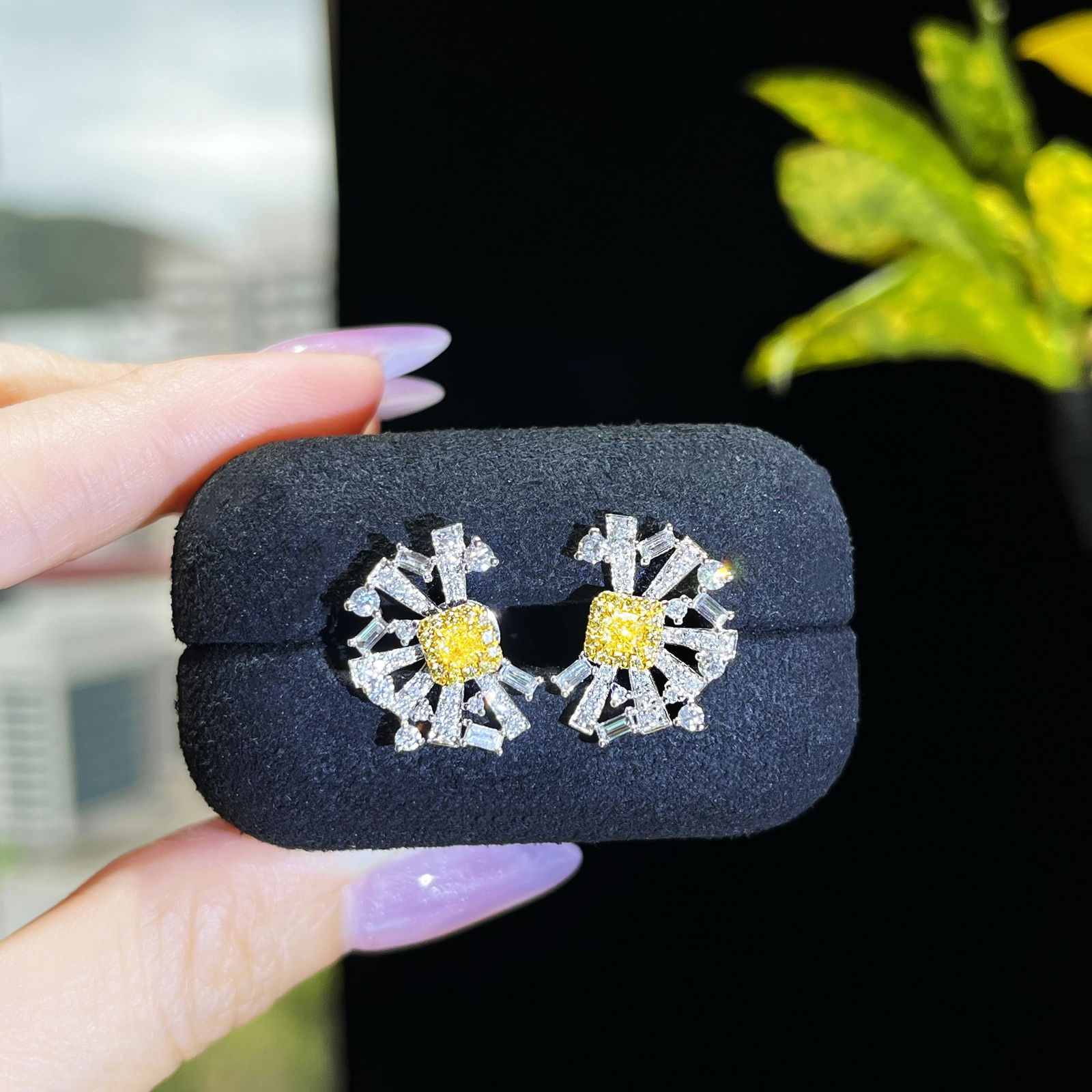 14k Gold 1.24 Ctw Natural Yellow Diamond & Diamond Earrings - 6