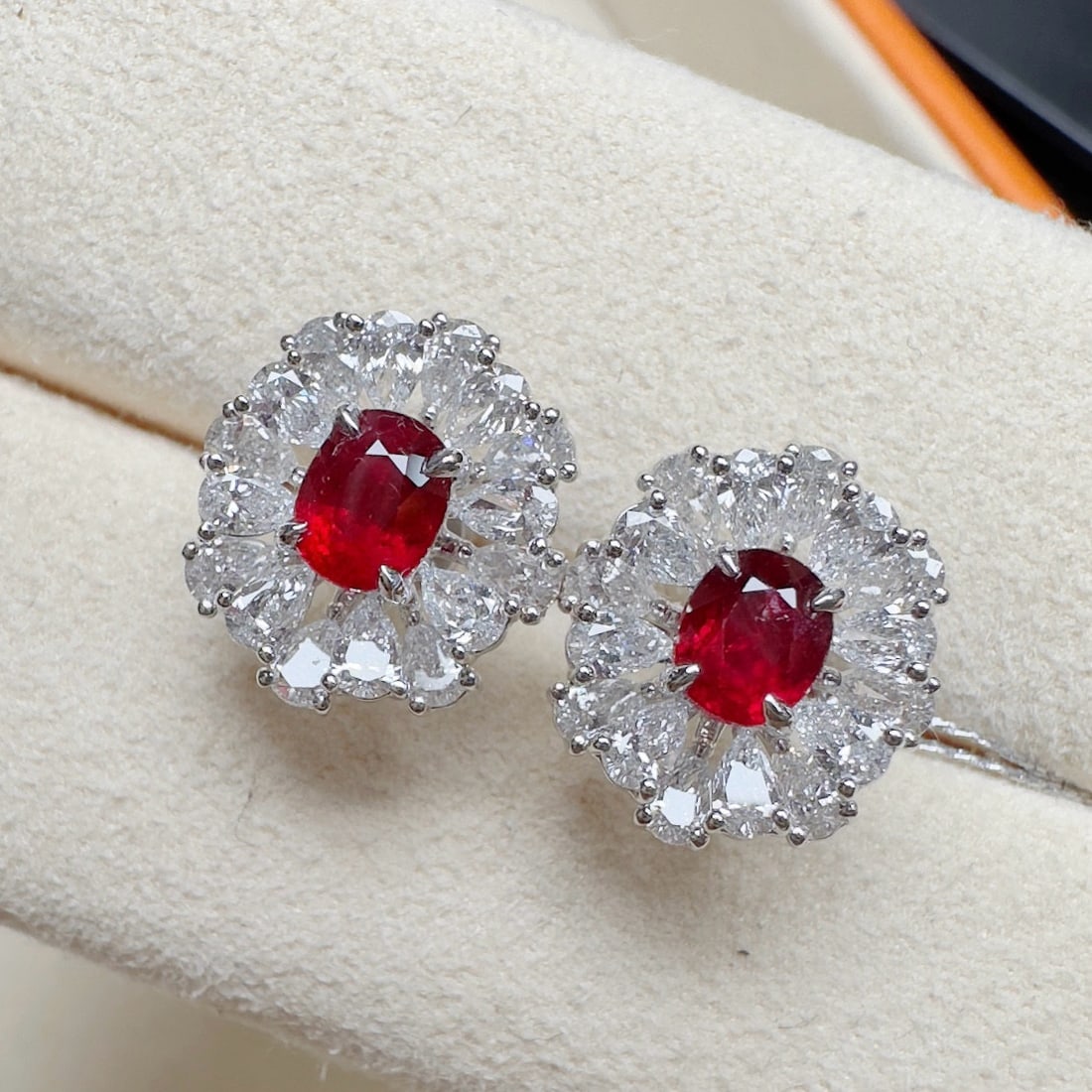 14k Gold 3.09 Ctw Natural Ruby & Lab Grown Diamond Earrings (1 of 6)