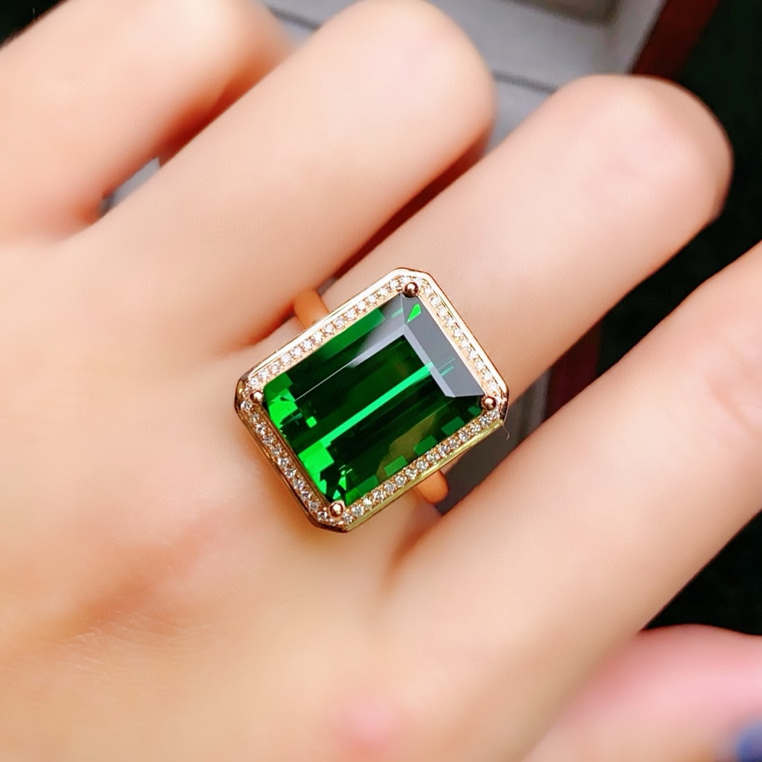 14k Gold 8.06 Ctw Natural Tourmaline & Diamond Ring - 6