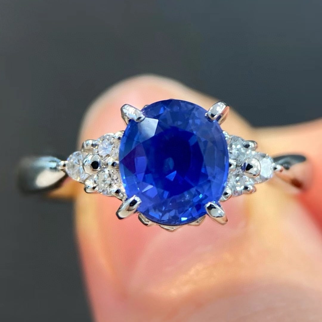 14k Gold 2.55 Ctw Natural Sapphire & Diamond Ring - 4