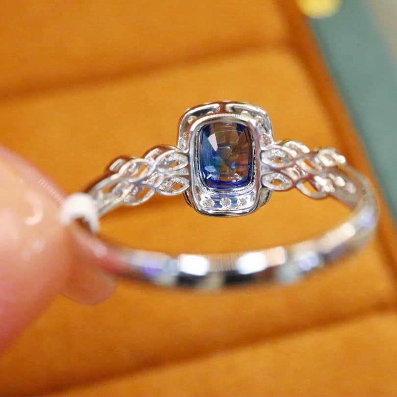 14k Gold 1.41 Ctw Natural Sapphire & Diamond Ring - 4