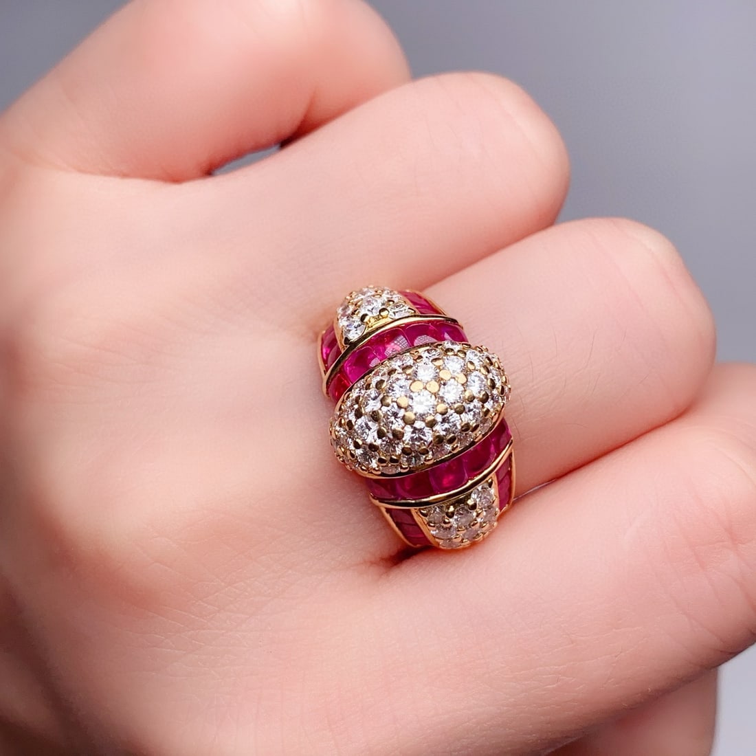 14k Gold 3.98 Ctw Natural Ruby & Diamond Ring - 2