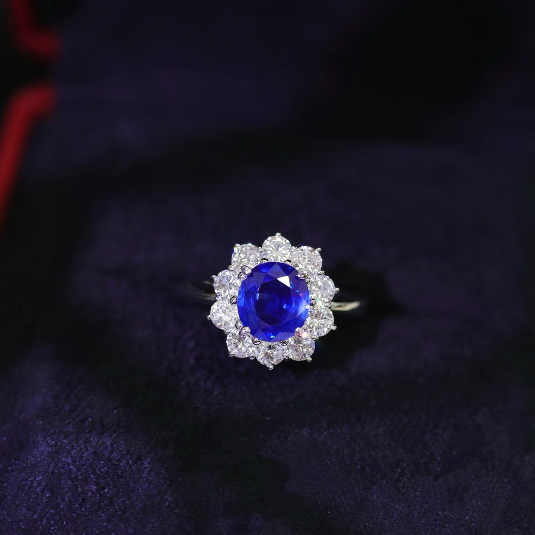 14k Gold 2.27 Ctw Natural Sapphire & Diamond Ring: Ref:230942069 // gold content:14k gold // ring size:7. 25us // // main gemstone:sapphire // shape:oval // carat weight:1. 42ct // color:royal blue // treatment:natural // // adjacent gemstone 2 :