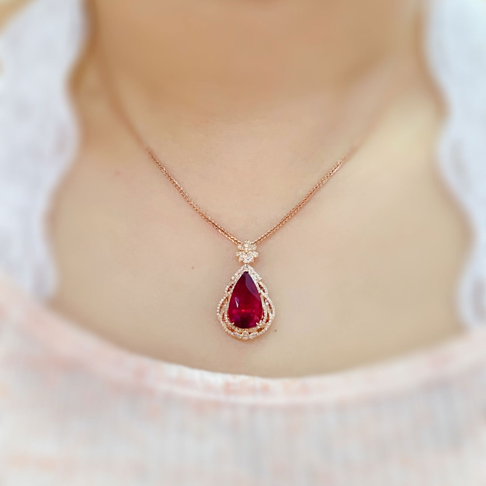 14k Gold 8.16 Ctw Natural Tourmaline & Diamond Pendant( Without Chain ) - 4