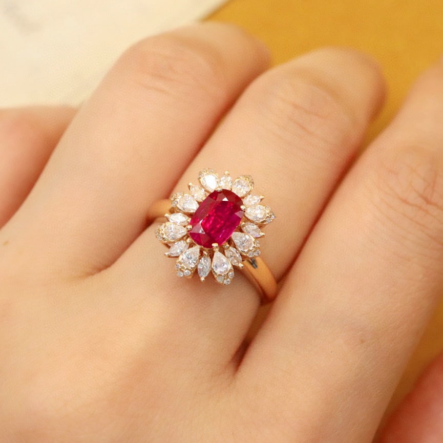 14k Gold 1.80 Ctw Natural Ruby & Diamond Ring/pendant( Without Chain ) - 7