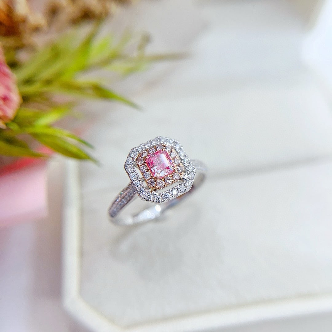 14k Gold 0.68 Ctw Natural Pink Diamond & Diamond Ring - 3
