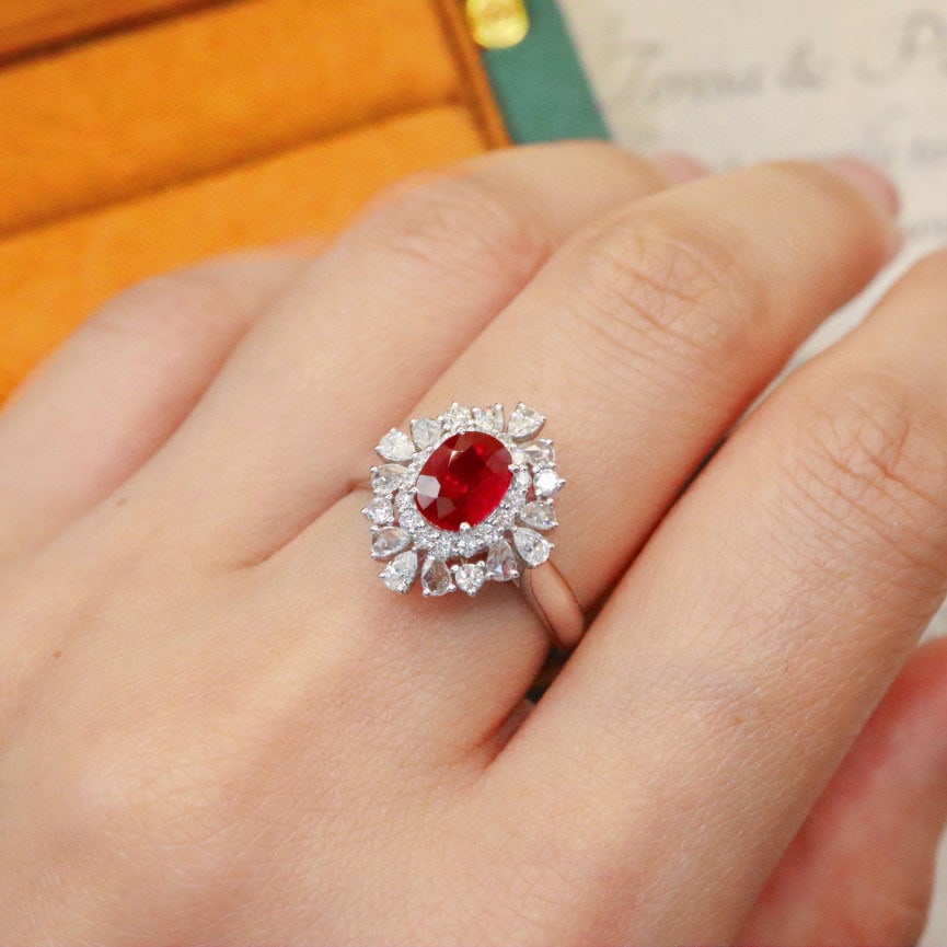 14k Gold 1.59 Ctw Natural Ruby & Diamond Ring - 5