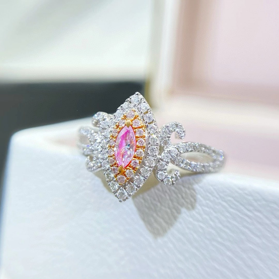 14k Gold 0.45 Ctw Natural Pink Diamond & Diamond Ring - 2