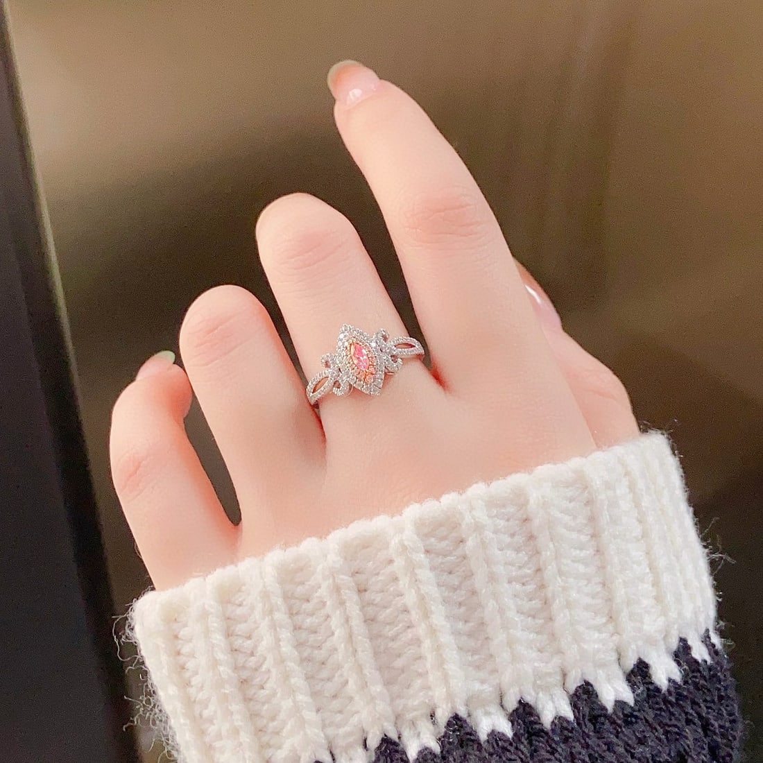 14k Gold 0.45 Ctw Natural Pink Diamond & Diamond Ring - 3