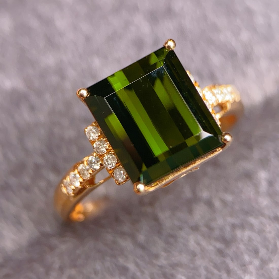 14k Gold 3.99 Ctw Natural Tourmaline & Diamond Ring - 2