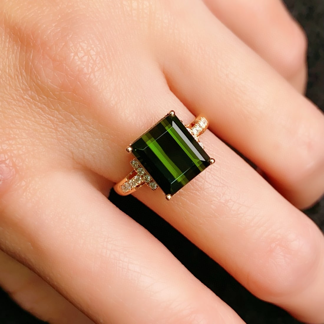 14k Gold 3.99 Ctw Natural Tourmaline & Diamond Ring - 5