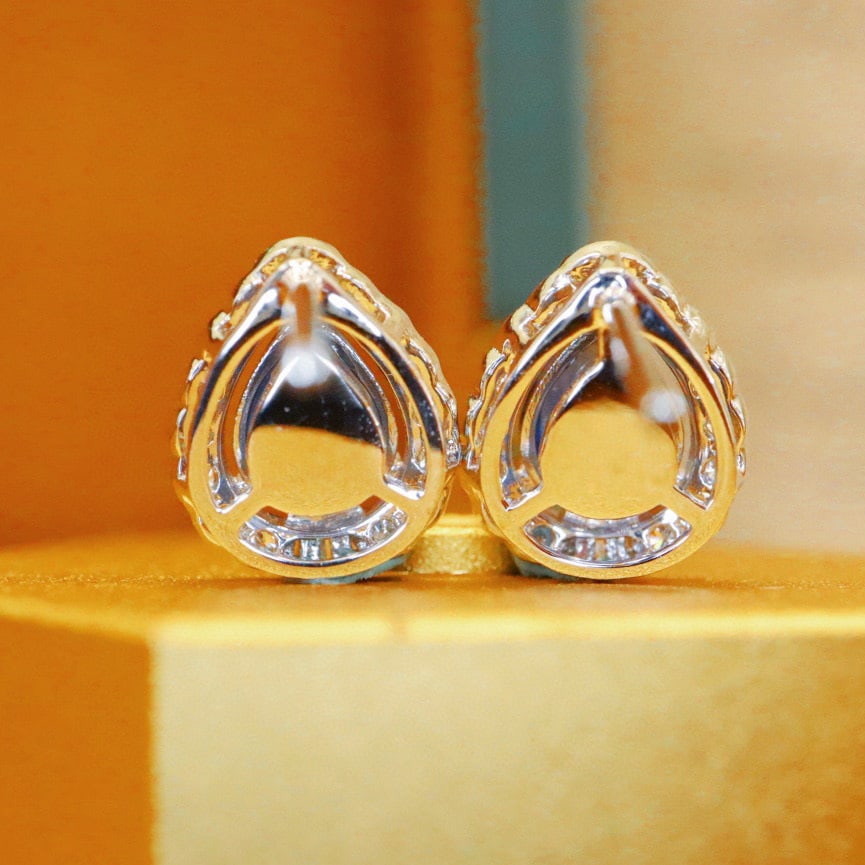 14k Gold 1.69 Ctw Natural Sapphire & Diamond Earrings - 4