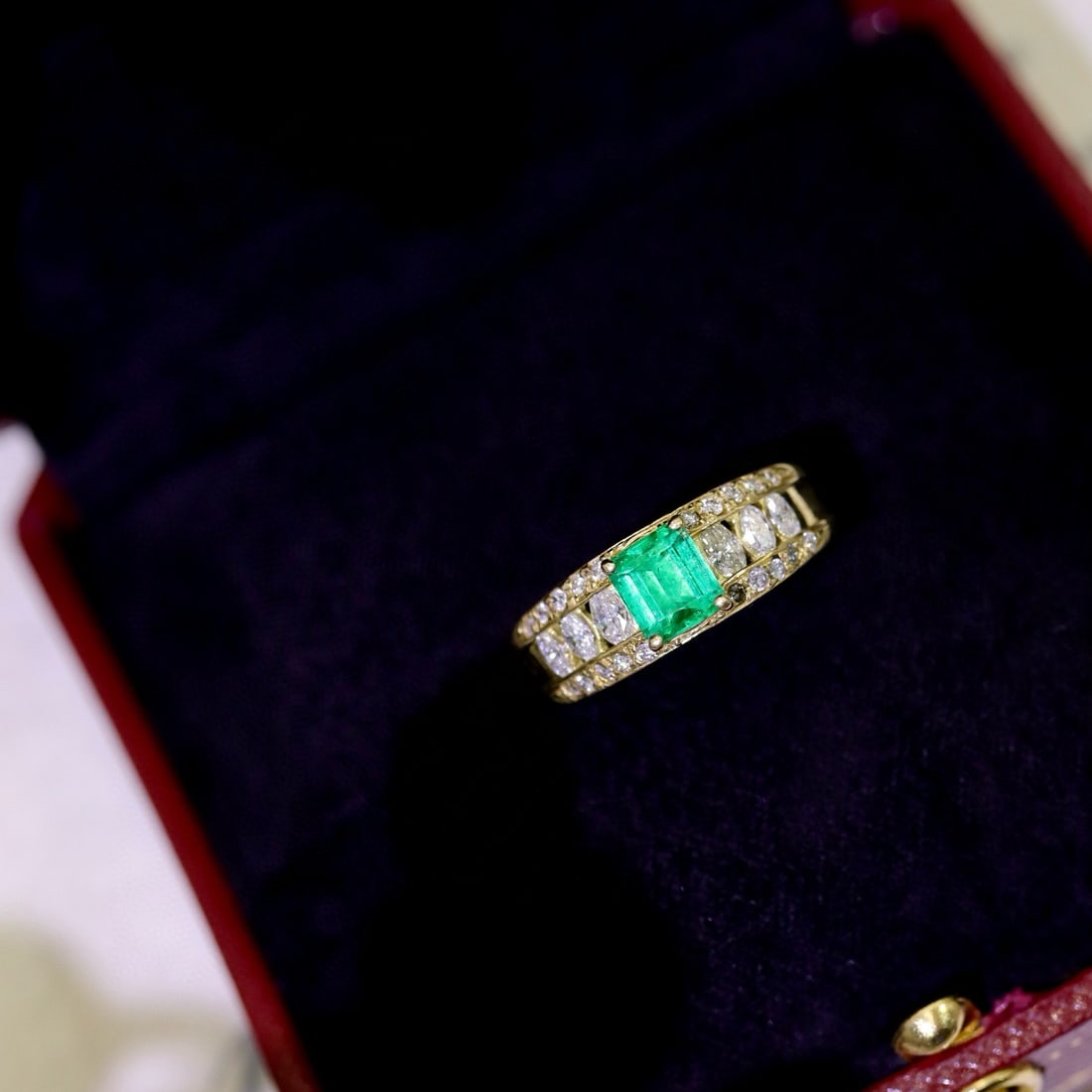 14k Gold 1.09 Ctw Natural Emerald & Diamond Ring - 7