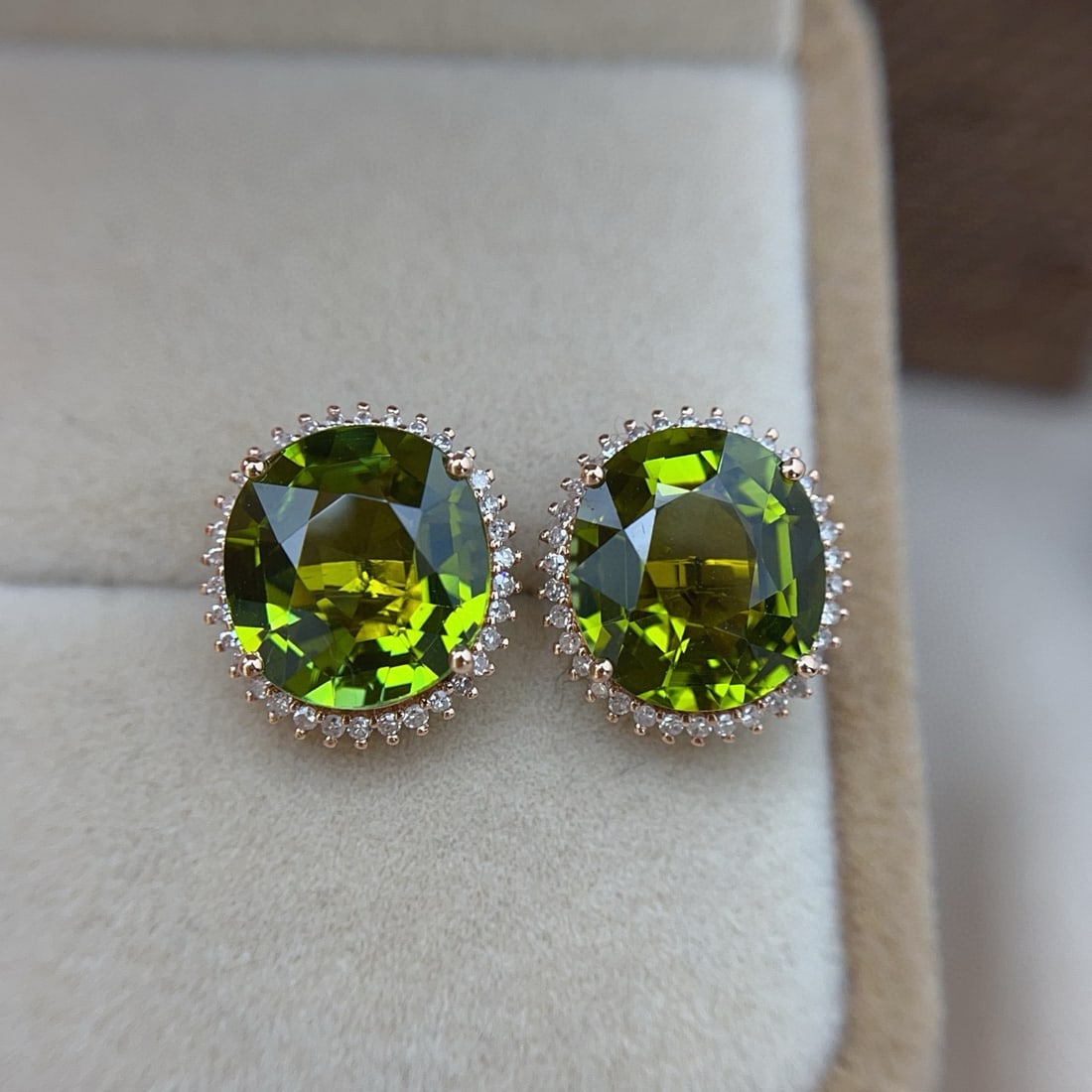 14k Gold 7.80 Ct Natural Tourmaline & Diamond Earrings - 3