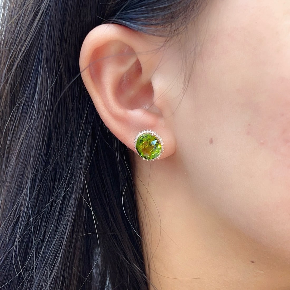 14k Gold 7.80 Ct Natural Tourmaline & Diamond Earrings - 6