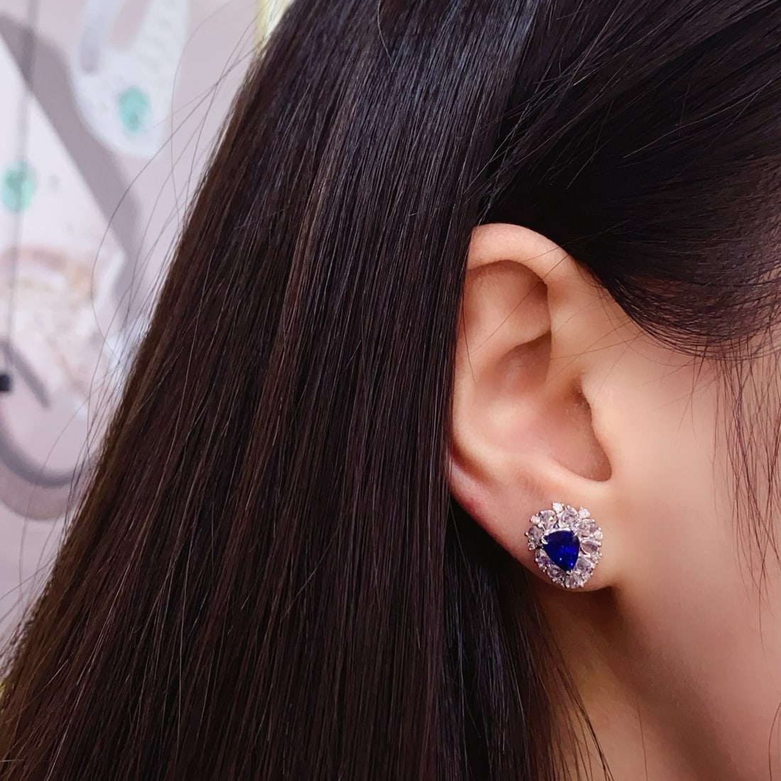 14k Gold 2.83 Ctw Natural Sapphire & Diamond Earrings - 3