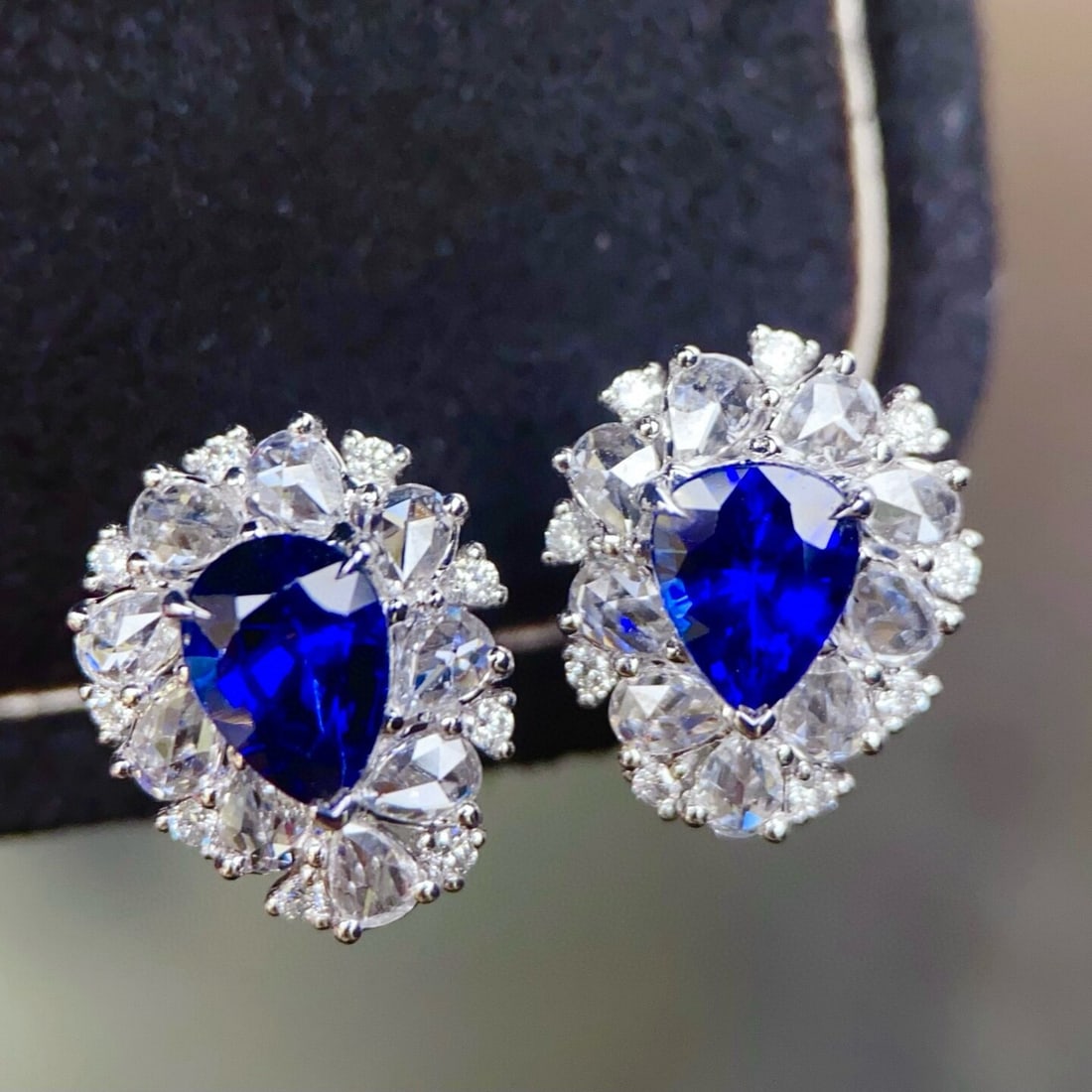 14k Gold 2.83 Ctw Natural Sapphire & Diamond Earrings - 4