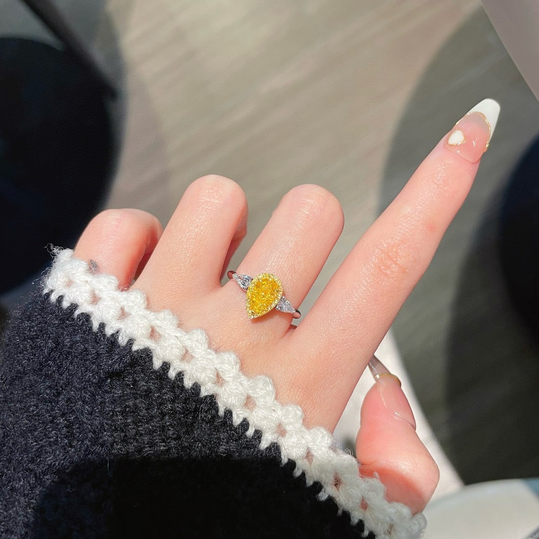 14k Gold 1.24 Ctw Natural Yellow Diamond & Diamond Ring - 6