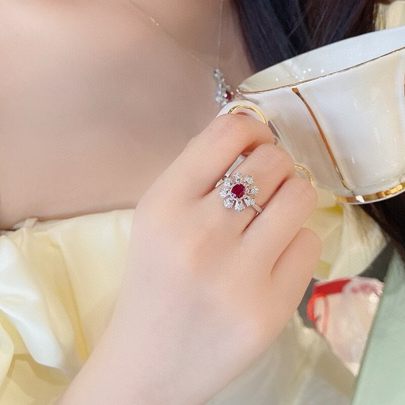 14k Gold 0.69 Ctw Natural Ruby & Diamond Ring - 3