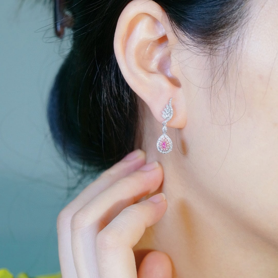 14k Gold 0.60 Ct Natural Color Diamond Earrings - 6